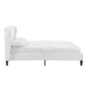 ModwayModway Penelope Tufted Wingback Queen Performance Velvet Platform Bed MOD-6180 MOD-6180-WHI- BetterPatio.com