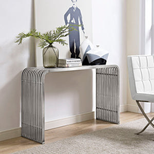 ModwayModway Pipe Stainless Steel Console Table EEI-2104 EEI-2104-SLV- BetterPatio.com