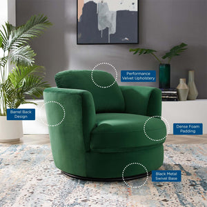 ModwayModway Pirouette Performance Velvet Swivel Armchair EEI-4345 EEI-4345-EME- BetterPatio.com