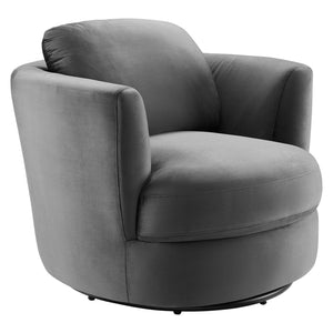 ModwayModway Pirouette Performance Velvet Swivel Armchair EEI-4345 EEI-4345-GRY- BetterPatio.com