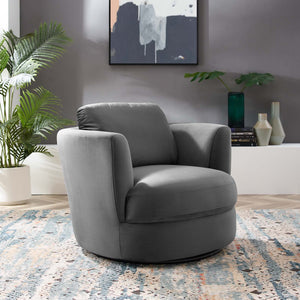 ModwayModway Pirouette Performance Velvet Swivel Armchair EEI-4345 EEI-4345-GRY- BetterPatio.com