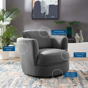 ModwayModway Pirouette Performance Velvet Swivel Armchair EEI-4345 EEI-4345-GRY- BetterPatio.com