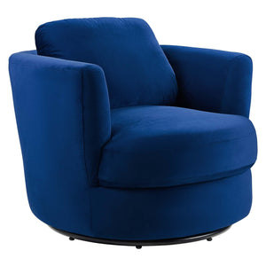 ModwayModway Pirouette Performance Velvet Swivel Armchair EEI-4345 EEI-4345-NAV- BetterPatio.com