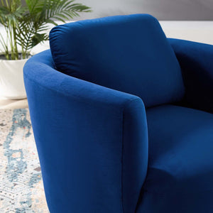 ModwayModway Pirouette Performance Velvet Swivel Armchair EEI-4345 EEI-4345-NAV- BetterPatio.com