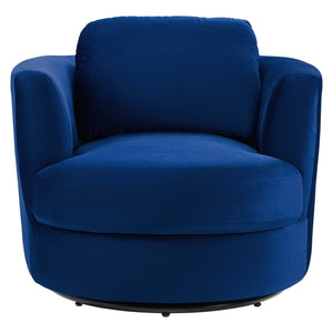 ModwayModway Pirouette Performance Velvet Swivel Armchair EEI-4345 EEI-4345-NAV- BetterPatio.com