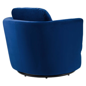 ModwayModway Pirouette Performance Velvet Swivel Armchair EEI-4345 EEI-4345-NAV- BetterPatio.com