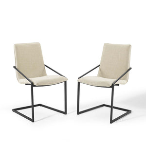 ModwayModway Pitch Dining Armchair Upholstered Fabric Set of 2 EEI-4489 EEI-4489-BLK-BEI- BetterPatio.com