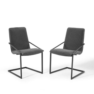ModwayModway Pitch Dining Armchair Upholstered Fabric Set of 2 EEI-4489 EEI-4489-BLK-CHA- BetterPatio.com