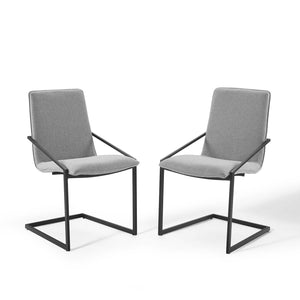 ModwayModway Pitch Dining Armchair Upholstered Fabric Set of 2 EEI-4489 EEI-4489-BLK-LGR- BetterPatio.com