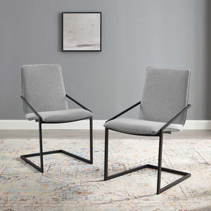 ModwayModway Pitch Dining Armchair Upholstered Fabric Set of 2 EEI-4489 EEI-4489-BLK-LGR- BetterPatio.com