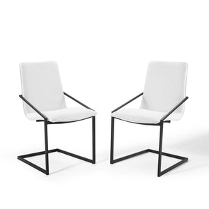 ModwayModway Pitch Dining Armchair Upholstered Fabric Set of 2 EEI-4489 EEI-4489-BLK-WHI- BetterPatio.com