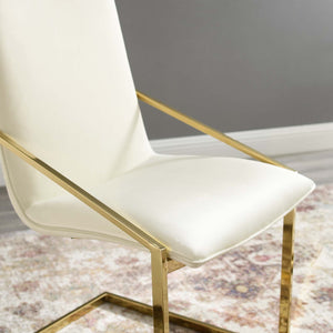 ModwayModway Pitch Performance Velvet Dining Armchair EEI-3799 EEI-3799-GLD-IVO- BetterPatio.com