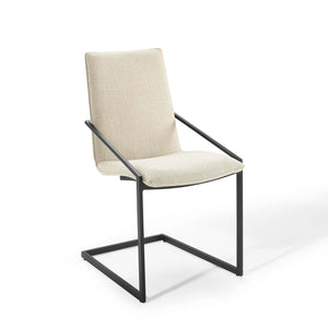 ModwayModway Pitch Upholstered Fabric Dining Armchair EEI-3800 EEI-3800-BLK-BEI- BetterPatio.com