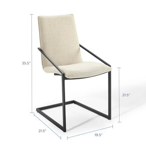 ModwayModway Pitch Upholstered Fabric Dining Armchair EEI-3800 EEI-3800-BLK-BEI- BetterPatio.com