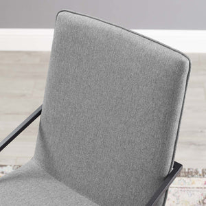 ModwayModway Pitch Upholstered Fabric Dining Armchair EEI-3800 EEI-3800-BLK-LGR- BetterPatio.com