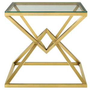 ModwayModway Point 25.5" Brushed Gold Metal Stainless Steel Side Table EEI-3611 EEI-3611-GLD- BetterPatio.com