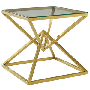 ModwayModway Point 25.5" Brushed Gold Metal Stainless Steel Side Table EEI-3611 EEI-3611-GLD- BetterPatio.com