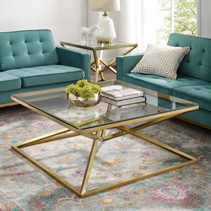 ModwayModway Point 39.5" Brushed Gold Metal Stainless Steel Coffee Table EEI-3612 EEI-3612-GLD- BetterPatio.com