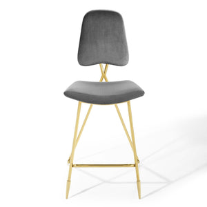 ModwayModway Ponder Bar Stool Performance Velvet Set of 2 EEI-5573 EEI-5573-GRY- BetterPatio.com