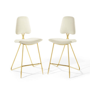 ModwayModway Ponder Bar Stool Performance Velvet Set of 2 EEI-5573 EEI-5573-IVO- BetterPatio.com