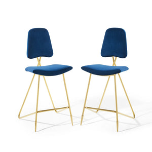 ModwayModway Ponder Bar Stool Performance Velvet Set of 2 EEI-5573 EEI-5573-NAV- BetterPatio.com