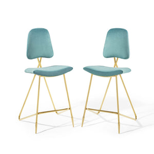 ModwayModway Ponder Bar Stool Performance Velvet Set of 2 EEI-5573 EEI-5573-SEA- BetterPatio.com