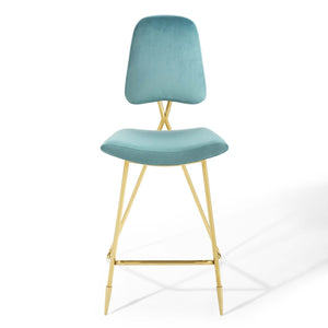 ModwayModway Ponder Bar Stool Performance Velvet Set of 2 EEI-5573 EEI-5573-SEA- BetterPatio.com