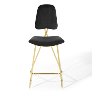 ModwayModway Ponder Performance Velvet Bar Stool EEI-3880 EEI-3880-BLK- BetterPatio.com