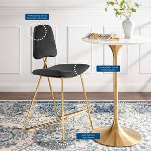 ModwayModway Ponder Performance Velvet Bar Stool EEI-3880 EEI-3880-BLK- BetterPatio.com