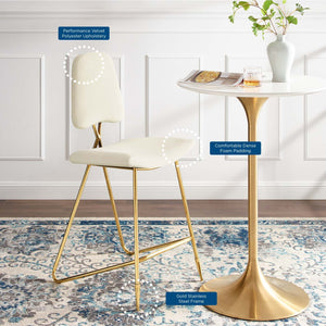 ModwayModway Ponder Performance Velvet Bar Stool EEI-3880 EEI-3880-IVO- BetterPatio.com