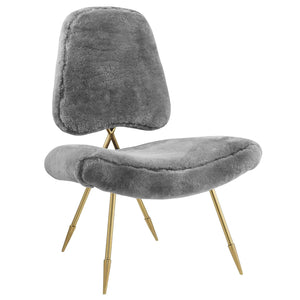 ModwayModway Ponder Upholstered Sheepskin Fur Lounge Chair EEI-2810 EEI-2810-GRY- BetterPatio.com