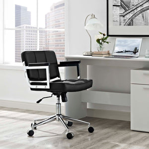 ModwayModway Portray Mid Back Upholstered Vinyl Office Chair EEI-2686 EEI-2686-BLK- BetterPatio.com