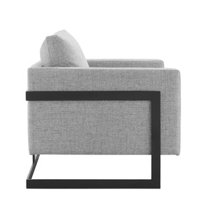 ModwayModway Posse Upholstered Fabric Accent Chair EEI-4391 EEI-4391-BLK-LGR- BetterPatio.com