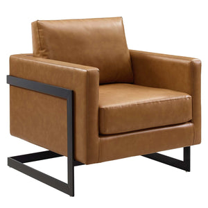ModwayModway Posse Vegan Leather Accent Chair EEI-4392 EEI-4392-BLK-TAN- BetterPatio.com