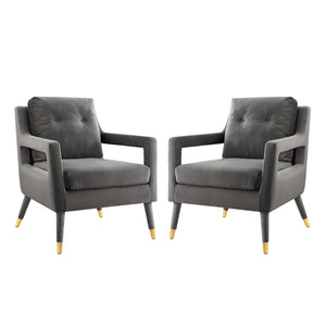 ModwayModway Premise Armchair Performance Velvet Set of 2 EEI-4428 EEI-4428-GRY- BetterPatio.com