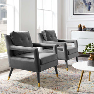 ModwayModway Premise Armchair Performance Velvet Set of 2 EEI-4428 EEI-4428-GRY- BetterPatio.com