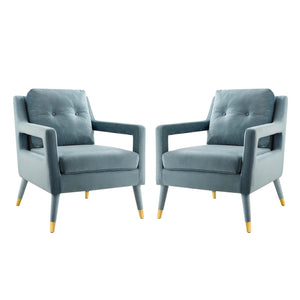 ModwayModway Premise Armchair Performance Velvet Set of 2 EEI-4428 EEI-4428-LBU- BetterPatio.com