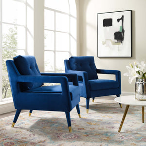 ModwayModway Premise Armchair Performance Velvet Set of 2 EEI-4428 EEI-4428-NAV- BetterPatio.com