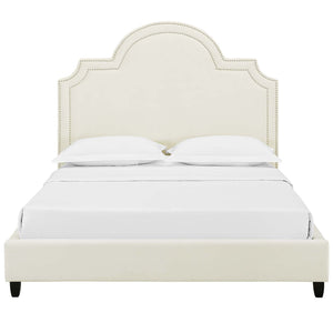 ModwayModway Primrose Queen Performance Velvet Platform Bed MOD-5812 MOD-5812-IVO- BetterPatio.com