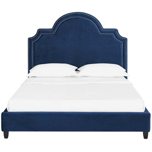 ModwayModway Primrose Queen Performance Velvet Platform Bed MOD-5812 MOD-5812-NAV- BetterPatio.com