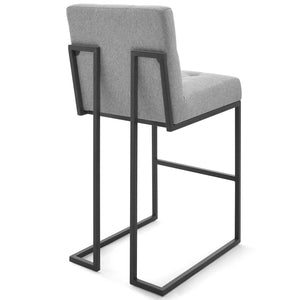 ModwayModway Privy Black Stainless Steel Upholstered Fabric Bar Stool EEI-3857 EEI-3857-BLK-LGR- BetterPatio.com