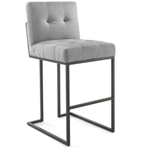 ModwayModway Privy Black Stainless Steel Upholstered Fabric Bar Stool EEI-3857 EEI-3857-BLK-LGR- BetterPatio.com