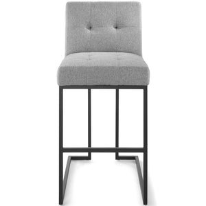 ModwayModway Privy Black Stainless Steel Upholstered Fabric Bar Stool EEI-3857 EEI-3857-BLK-LGR- BetterPatio.com