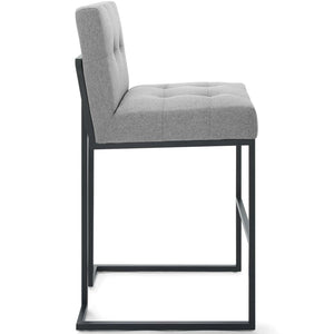 ModwayModway Privy Black Stainless Steel Upholstered Fabric Bar Stool EEI-3857 EEI-3857-BLK-LGR- BetterPatio.com