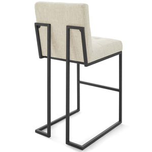 ModwayModway Privy Black Stainless Steel Upholstered Fabric Bar Stool Set of 2 EEI-4159 EEI-4159-BLK-BEI- BetterPatio.com