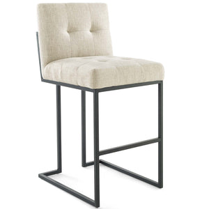 ModwayModway Privy Black Stainless Steel Upholstered Fabric Bar Stool Set of 2 EEI-4159 EEI-4159-BLK-BEI- BetterPatio.com