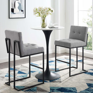 ModwayModway Privy Black Stainless Steel Upholstered Fabric Bar Stool Set of 2 EEI-4159 EEI-4159-BLK-LGR- BetterPatio.com