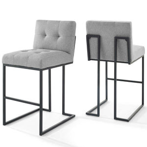 ModwayModway Privy Black Stainless Steel Upholstered Fabric Bar Stool Set of 2 EEI-4159 EEI-4159-BLK-LGR- BetterPatio.com