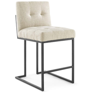 ModwayModway Privy Black Stainless Steel Upholstered Fabric Counter Stool EEI-3854 EEI-3854-BLK-BEI- BetterPatio.com