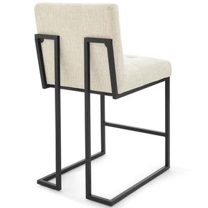 ModwayModway Privy Black Stainless Steel Upholstered Fabric Counter Stool EEI-3854 EEI-3854-BLK-BEI- BetterPatio.com